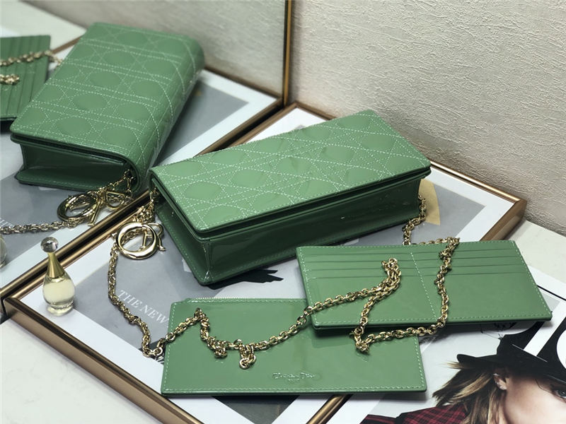 LADY Dior POUCH Patent Cannage Calfskin Green High