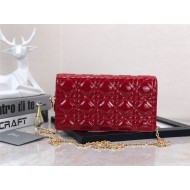 LADY Dior POUCH Patent Cannage Calfskin Red High