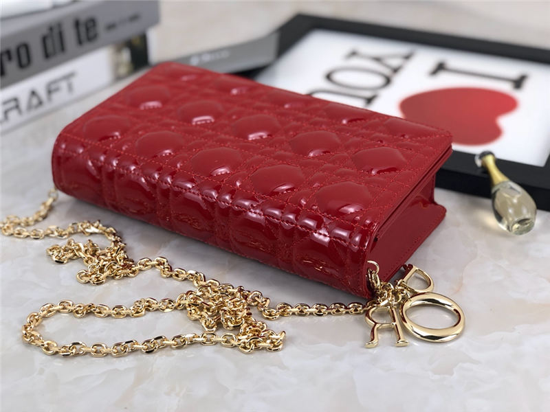 LADY Dior POUCH Patent Cannage Calfskin Red High