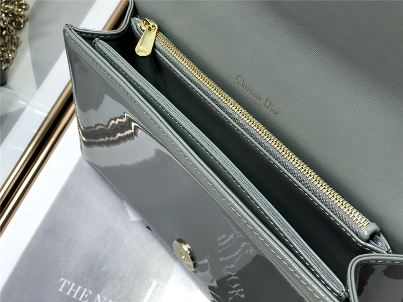 LADY Dior POUCH Patent Cannage Calfskin Grey-Green High