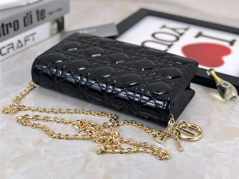 LADY Dior POUCH Patent Cannage Calfskin Black High