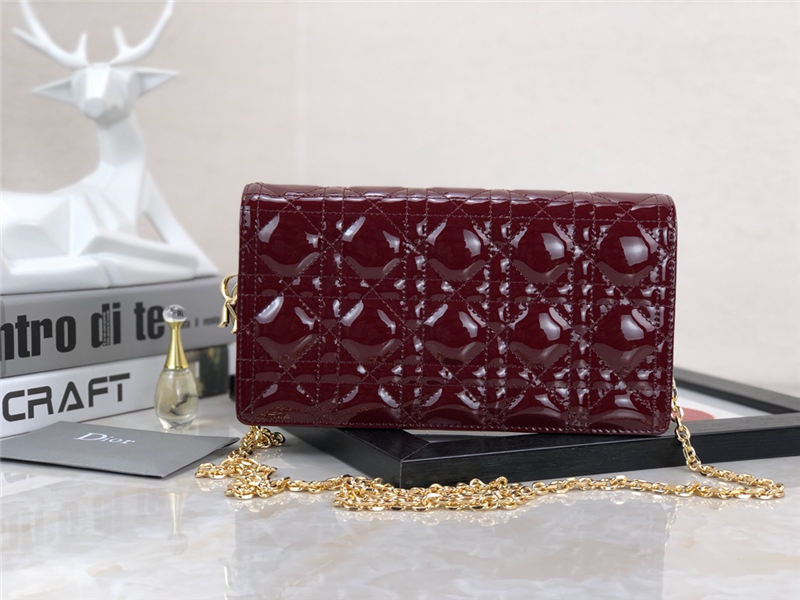 LADY Dior POUCH Patent Cannage Calfskin Burgundy High