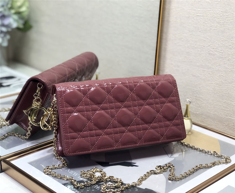 LADY Dior POUCH Patent Cannage Calfskin Wine High