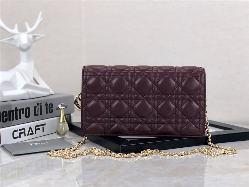 LADY Dior POUCH Cannage Lambskin Burgundy High