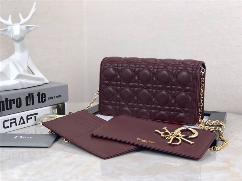 LADY Dior POUCH Cannage Lambskin Burgundy High