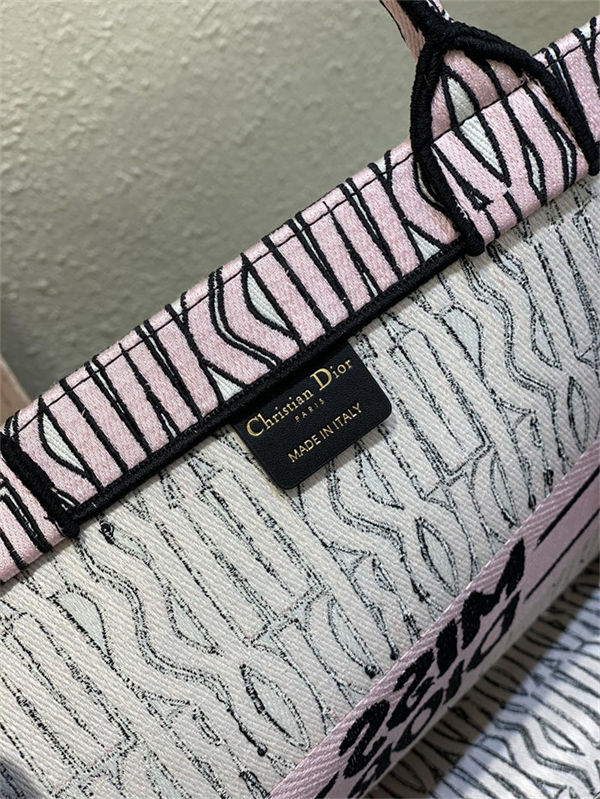 LARGE Dior BOOK TOTE Miss Dior Allover Embroidery Pink High