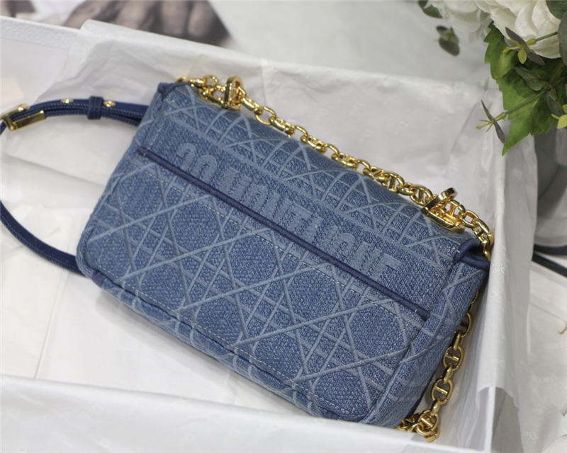 SMALL Dior CARO BAG Denim Blue High