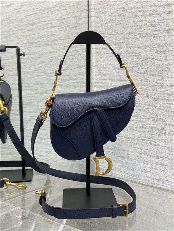 Mini SADDLE BAG Grained Calfskin Navy Blue High