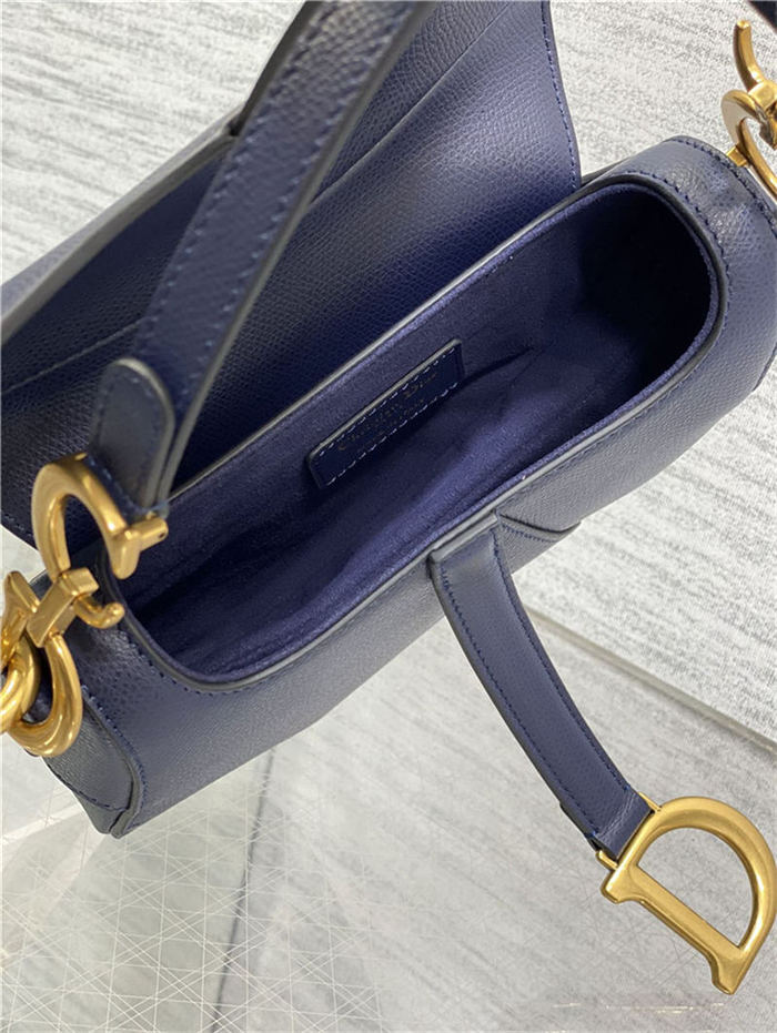 Mini SADDLE BAG Grained Calfskin Navy Blue High