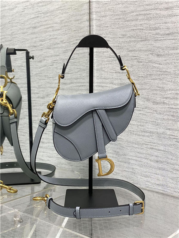 Mini SADDLE BAG Grained Calfskin Grey Blue High