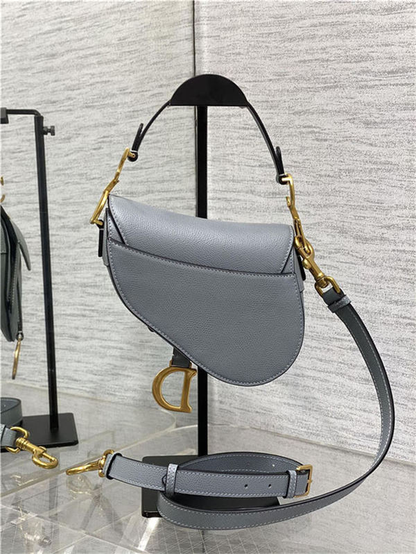 Mini SADDLE BAG Grained Calfskin Grey Blue High