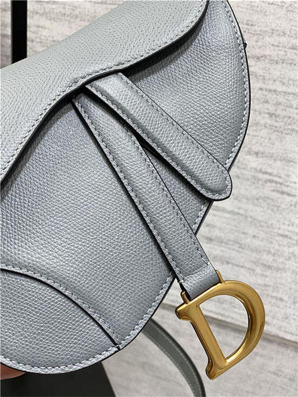 Mini SADDLE BAG Grained Calfskin Grey Blue High