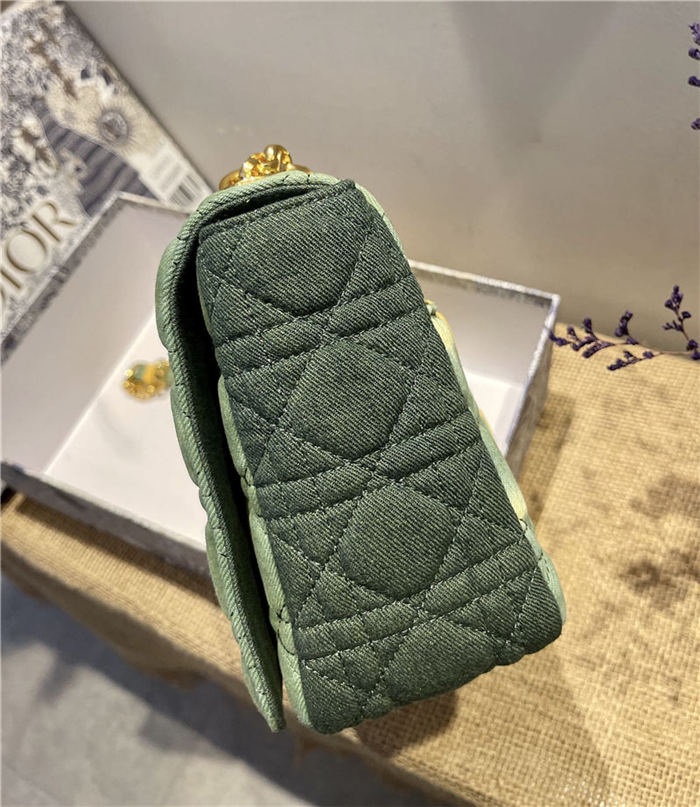 LARGE Dior CARO BAG Denim Green High