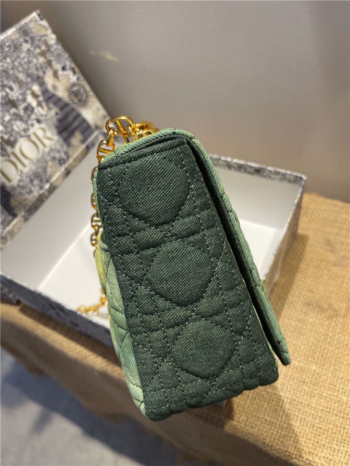 SMALL Dior CARO BAG Denim Green High