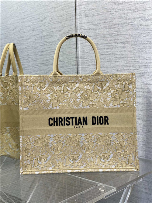 LARGE Dior BOOK TOTE D-Lace Embroidery with Macramé Effect High