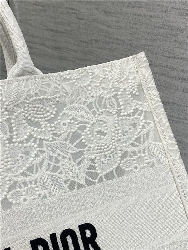 LARGE Dior BOOK TOTE D-Lace Embroidery with Macramé Effect High