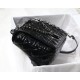 LARGE Dior CARO BAG Crinkled Patent Lambskin Black High