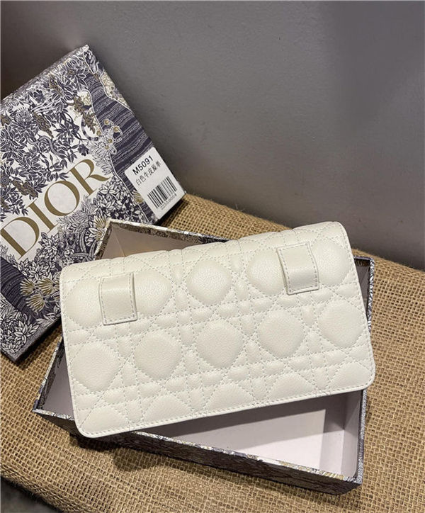 Dior CARO BELT POUCH WITH CHAIN Supple Cannage Calfskin Latte High