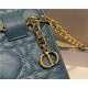 Dior CARO BELT POUCH WITH CHAIN Supple Cannage Calfskin Steel Blue High