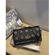 Dior CARO BELT POUCH WITH CHAIN Supple Cannage Calfskin Black High