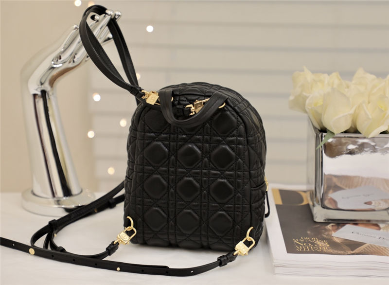 MINI Dior BACKPACK Cannage Lambskin Black High