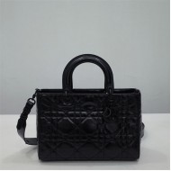 Lady D-Sire Medium My ABCDior Bag Macrocannage Crinkled Calfskin Black High