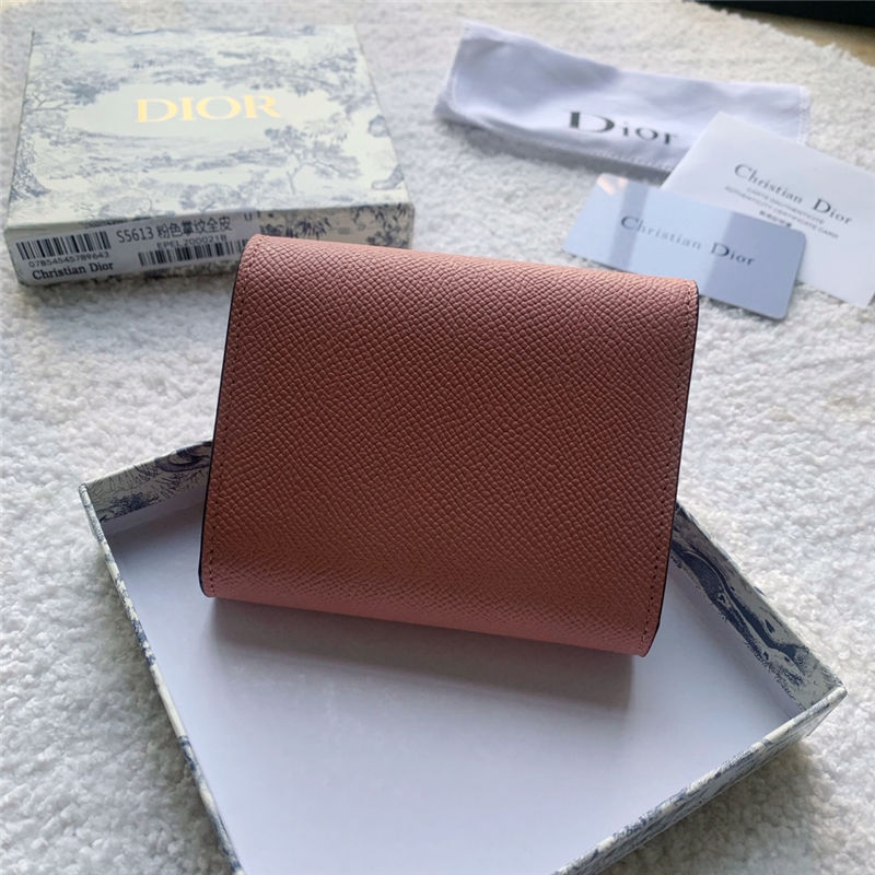 SADDLE LOTUS WALLET Grained Calfskin Blush High