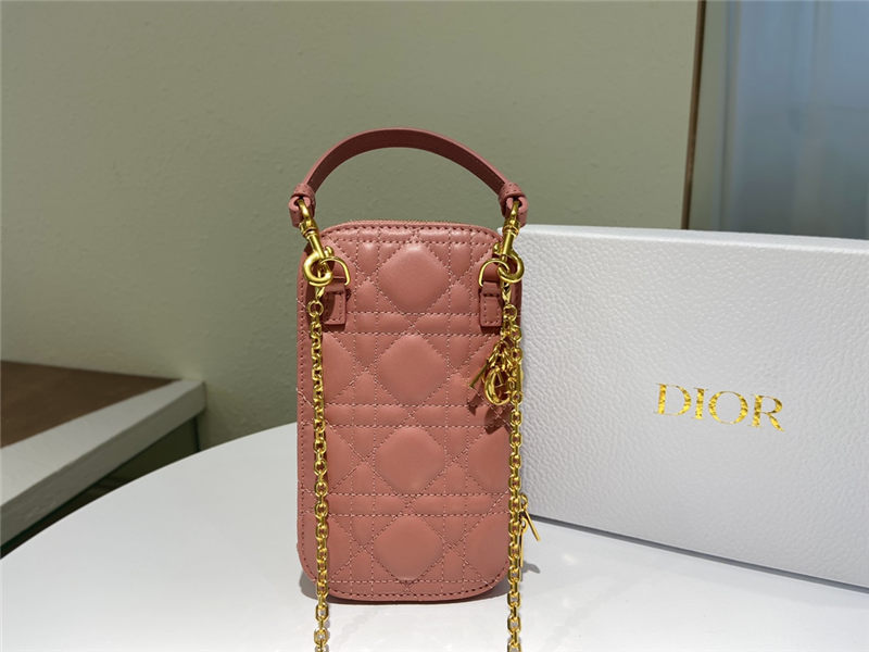 LADY Dior PHONE HOLDER Cannage Lambskin Dark Pink High