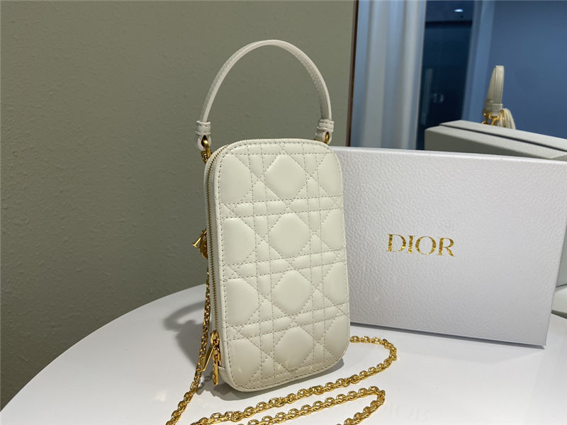 LADY Dior PHONE HOLDER Cannage Lambskin Cream High