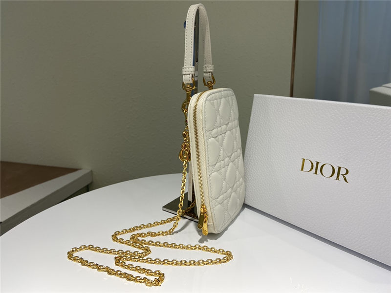 LADY Dior PHONE HOLDER Cannage Lambskin Cream High