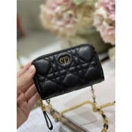 MINI Dior CARO ZIPPED POUCH Cannage Lambskin Black High