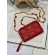 MINI Dior CARO ZIPPED POUCH Cannage Lambskin Red High