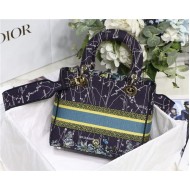 MEDIUM LADY D-LITE BAG Dior Constellation Embroidery Blue High