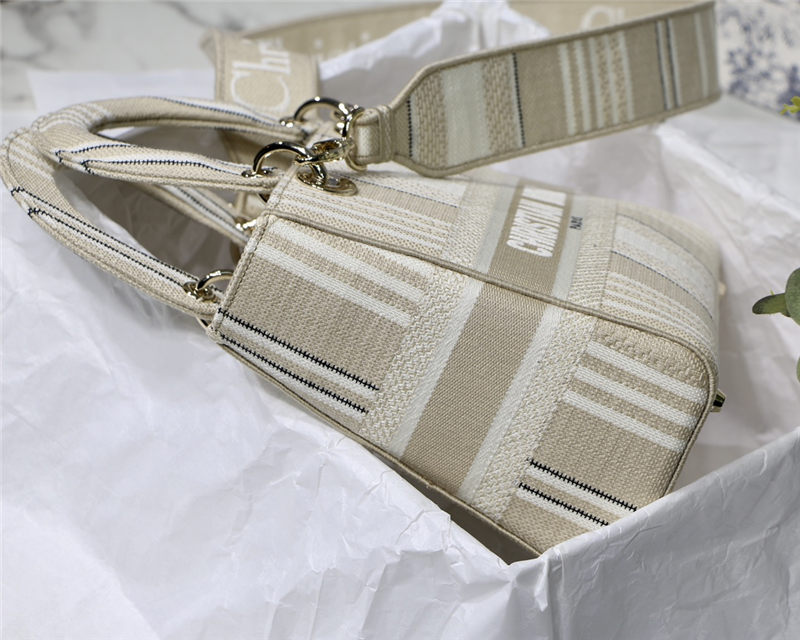 MEDIUM LADY D-LITE BAG Stripe Embroidery High