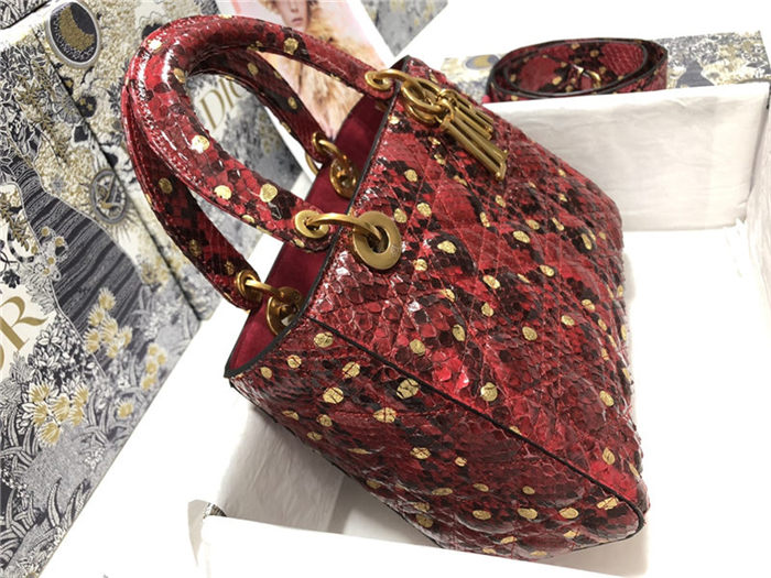 MEDIUM LADY Dior BAG Snake Red High