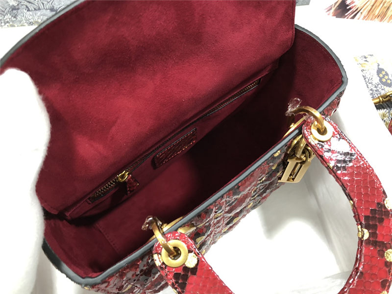 MEDIUM LADY Dior BAG Snake Red High