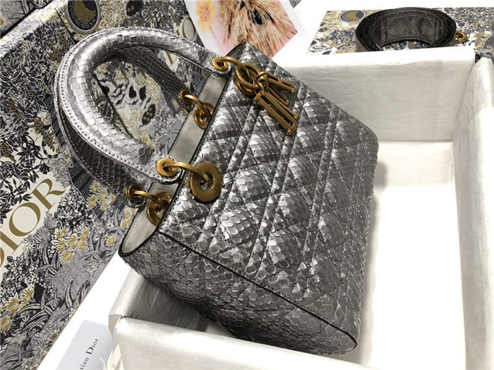 MEDIUM LADY Dior BAG Snake Grey High