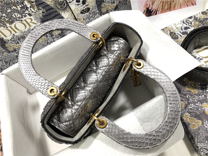 MEDIUM LADY Dior BAG Snake Grey High