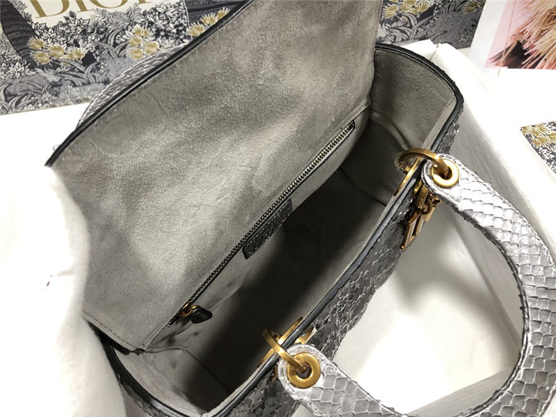 MEDIUM LADY Dior BAG Snake Grey High