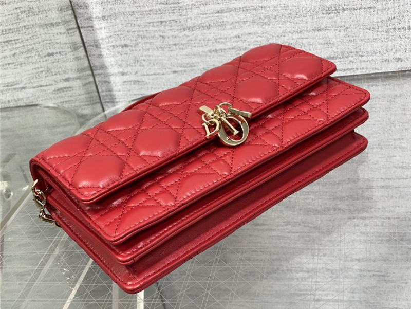 MISS DIOR MINI BAG Cannage Lambskin Red High