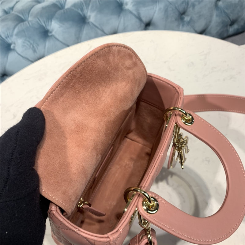 SMALL LADY Dior MY ABCDior BAG Cannage Lambskin Enamel Inside Suede High