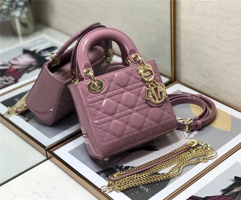 MINI LADY Dior BAG Patent Cannage Calfskin Powder Pink High