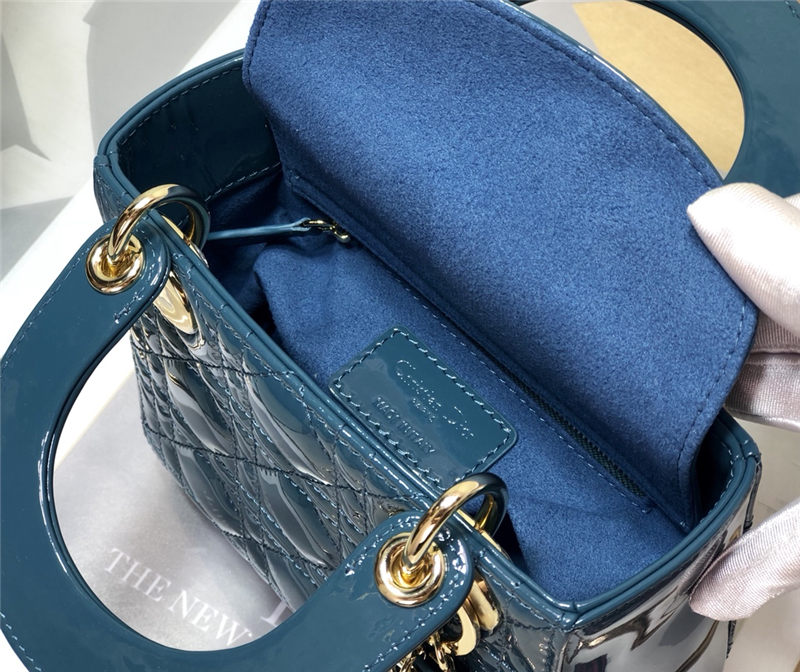 MINI LADY Dior BAG Patent Cannage Calfskin Ocean Blue High