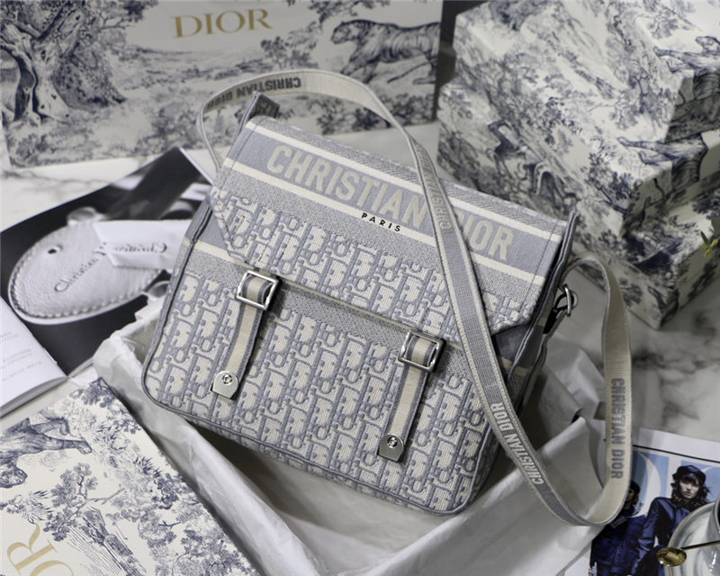 MEDIUM DiorCAMP BAG Dior Oblique Embroidery Grey High