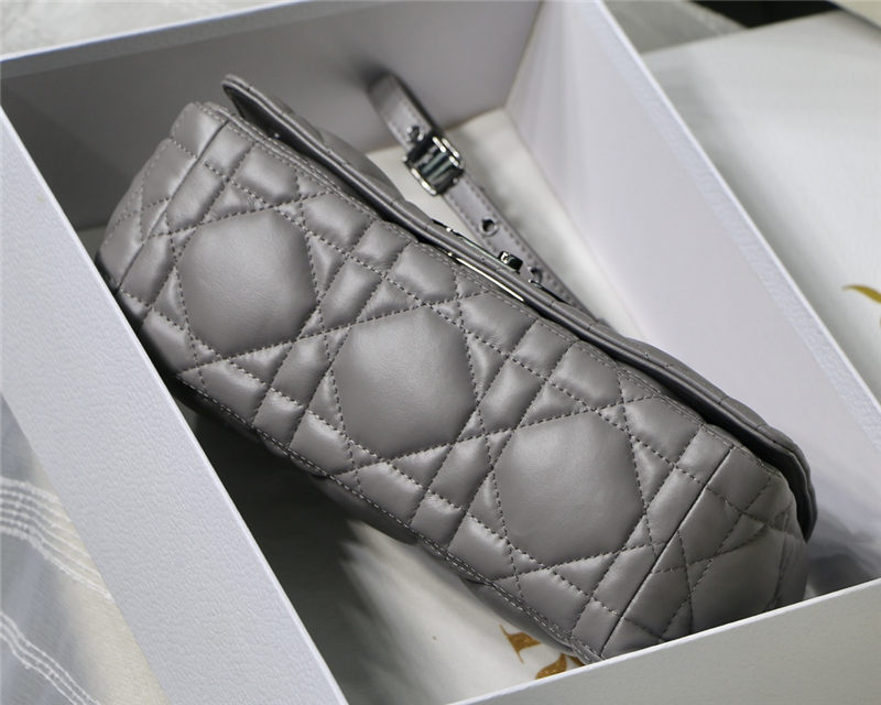 MEDIUM Dior CARO BAG Quilted Macrocannage Calfskin Grey High