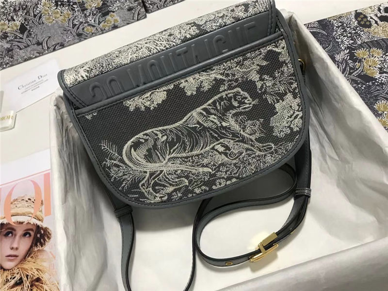 MEDIUM Dior BOBBY BAG Embroidery Grey High