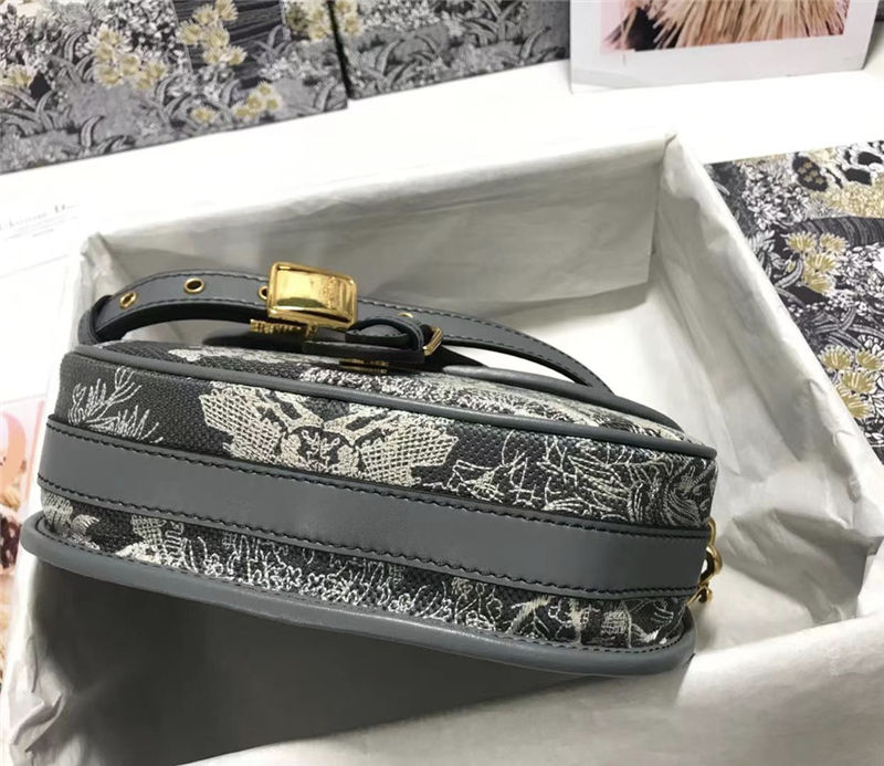 MEDIUM Dior BOBBY BAG Embroidery Grey High