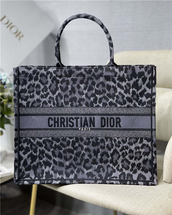 LARGE Dior BOOK TOTE Multicolor Mizza Embroidery Grey High