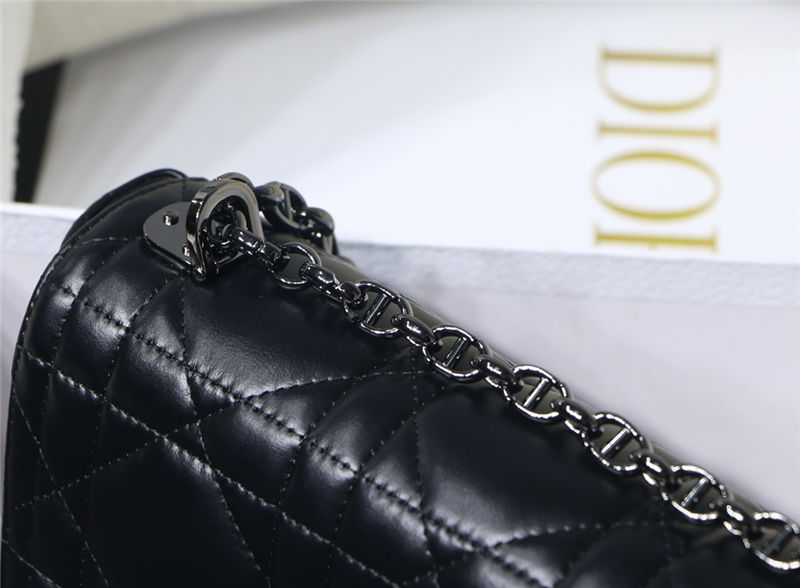 MEDIUM Dior CARO BAG Quilted Macrocannage Calfskin Black High