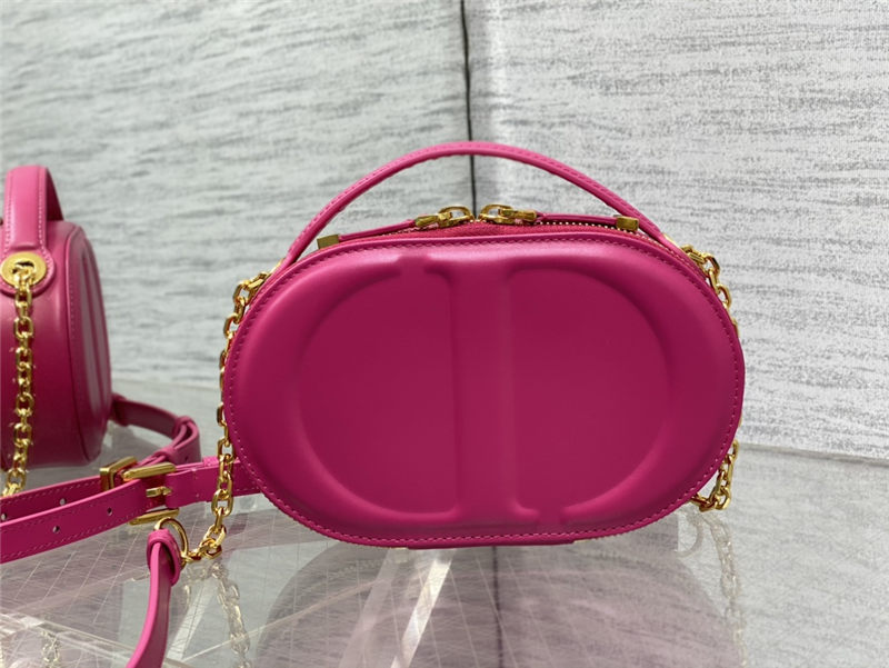 CD SIGNATURE OVAL CAMERA BAG Calfskin with Embossed CD Signature Fuchsia High